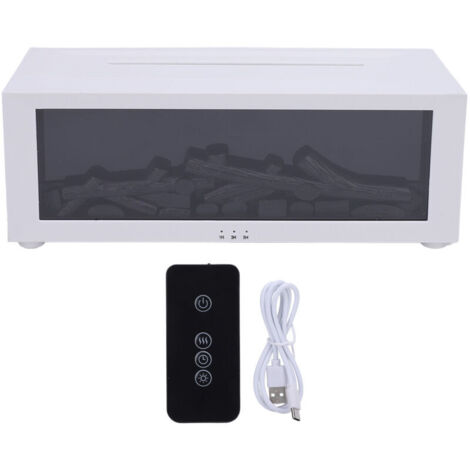 Jeffergarden Humidificateur de bureau effet flamme 3D avec minuterie, silencieux, diffuseur d'aromathérapie et lumière d'ambiance pour la maison (blanc) (1/5)