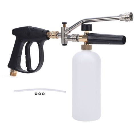Jeffergarden Pulvérisateur de mousse 4000 PSI, capacité 1 L, avec 2 interfaces de connexion et buse de 1/4 pouce, kit de canon pour nettoyeur haute pression pour motos, voitures, toits et allées. (1/5)