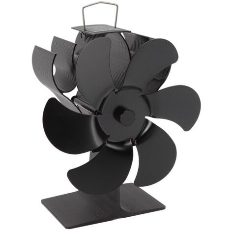Jeffergarden Ventilateur de poêle à 6 pales, noir, à démarrage automatique, résistant aux hautes températures, alimenté par la chaleur, pour une utilisation domestique, 152 mm (1/5)