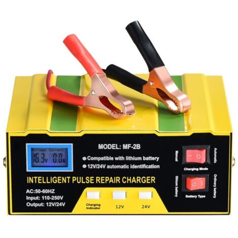Jeffergarden Chargeur de Batterie Voiture Intelligent 12V/24V, avec Fonction Pulse Réparation - Chargeur d’Entretien pour Camion, Motocyclette (Plomb-acide/Lithium) (1/5)
