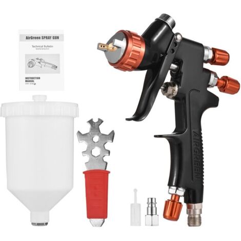 Jeffergarden Kit pistolet à peinture pneumatique HVLP 1.3mm – Pot en plastique 600ml réglable – Pour réparation auto et rénovation maison – Facilité de nettoyage et utilisation (1/5)