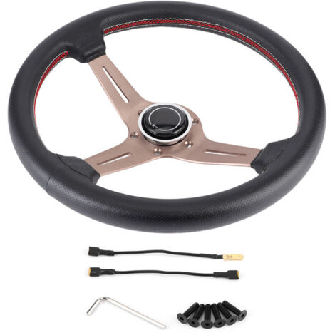 Jeffergarden Volant sport style NARDI – 250mm/14 pouces, demi-dish, cuir perforé noir, 6 trous. Pour modification intérieure racing. (1/5)