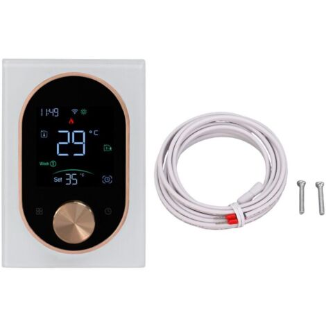 Jeffergarden Thermostat d'ambiance intelligent, contrôleur de température WiFi 2,4 GHz pour chauffage électrique, application mobile, écran tactile et bouton de commande, blanc (1/5)