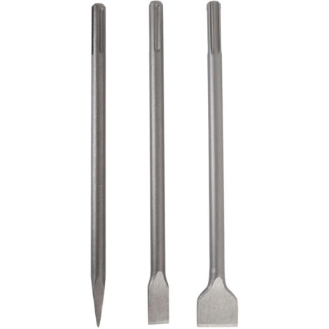 Jeffergarden Ensemble de 3 burins plats à pointe plate pour perceuse à percussion rotative, 40 cm, pour le retrait de béton, de pierre et de carrelage. (1/5)
