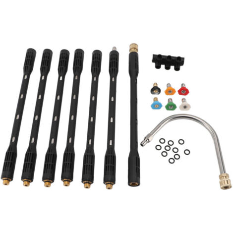 Jeffergarden Baguette d'extension de nettoyeur haute pression, connecteur de 1/4 pouces, tige de nettoyage de gouttière en acier inoxydable avec coque noire pour mur extérieur de toit (1/5)