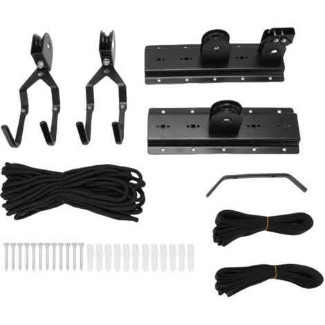 Jeffergarden Système de levage à poulie pour garage avec capacité de 68 kg (150 lb) et système de rangement robuste pour coffres de rangement, adapté aux plafonds de 3,65 m (12 pi) de hauteur (1/5)