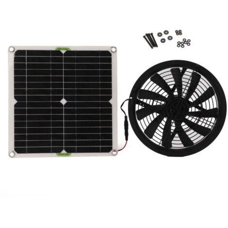 Jeffergarden Ventilateur solaire de 25 cm de diamètre et 100 W pour camping-car, yacht, serre et salle de bain. (1/5)