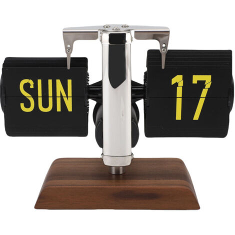 Jeffergarden Horloge de bureau à rabat automatique, affichage de 12 heures, Style rétro, grand nombre, décor de Table numérique pour la maison, l'école, l'hôtel, le café, en acier inoxydable (1/5)