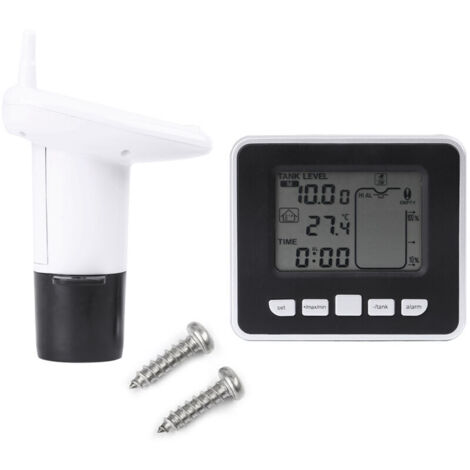 Jeffergarden Transmetteur de Capteur de Niveau D'eau, Réservoir d'eau Capteur de Température de L'eau avec Capteur à Ultrasons et Capteur Thermique, Récepteur avec écran (1/5)