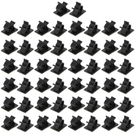 Jeffergarden Clips de gestion de câbles, 50 pièces, adhésifs réglables, organisateur de pinces de câbles en fil de Nylon, noir (1/5)