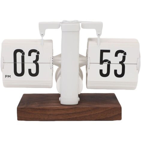 Jeffergarden Calendrier créatif rétro horloge de bureau à rabat automatique grand nombre alimenté par batterie table mécanique numérique pour la décoration de bureau à domicile 12 heures blanc (1/5)