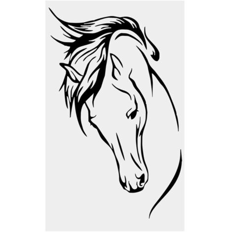 Jeffergarden Autocollant mural en PVC noir, décalcomanie d'art en vinyle cheval, décoration de salle d'étude à domicile amovible (1/5)