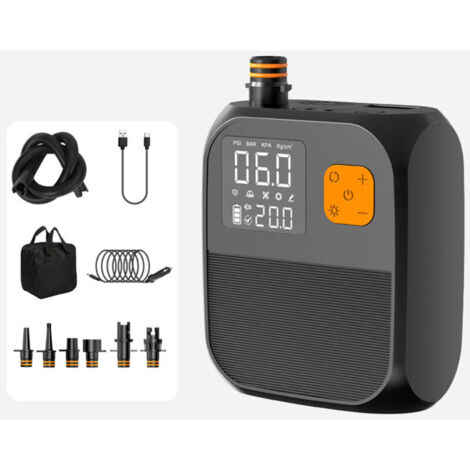 Pompe à paddle portable 25 PSI, compresseur d'air électrique haute pression avec batterie externe, 6 embouts et lumière LED pour bateau gonflable, planche de surf, stand-up paddle, matelas pneumatique