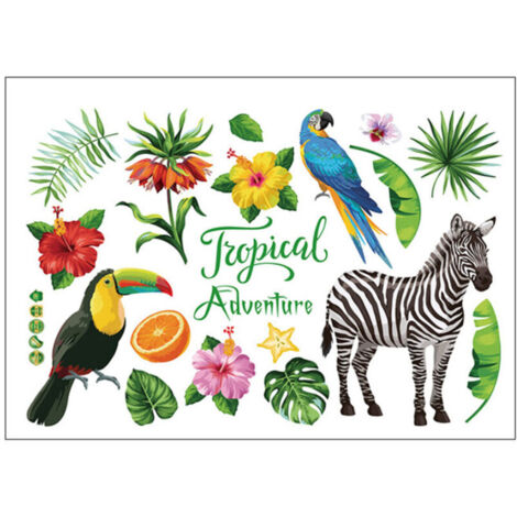 Jeffergarden Autocollants muraux de sol de forêt tropicale tropicale, pour la maison, la chambre à coucher, décoration d'arrière-plan d'affaires, SK7169 (1/5)