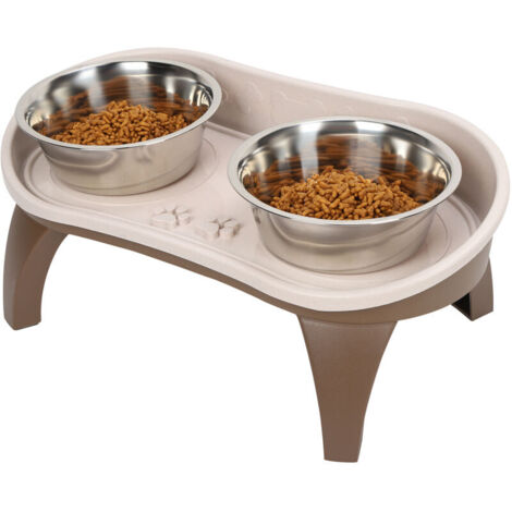 Jeffergarden Plateau mangeoire double en acier inox pour chien/chat - antidérapant, facile à nettoyer, projet animaux (1/5)