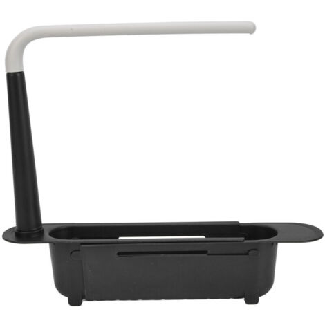 Jeffergarden Étagère de rangement télescopique pour évier, longueur réglable, grande capacité, en polypropylène extensible, noire (1/5)