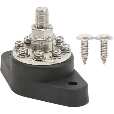 Jeffergarden Borne de distribution d'énergie à goujon unique M10 noir 3/8 pouces 12V 48V 160A Goujon de bloc de barre de bus postal de jonction de batterie pour voitures, camping-cars, navires, camion (1/5)