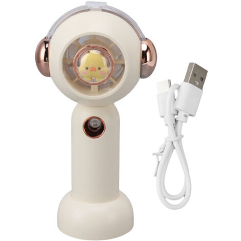 Jeffergarden Joli ventilateur de brumisation portable avec fonction d'atomisation, petit ventilateur de poche rechargeable par USB, 500mAh, blanc (1/5)