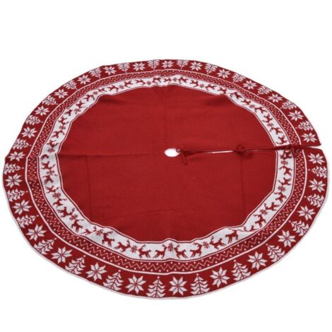 Jeffergarden Jupe d'arbre de nol tricotée, tapis de support d'arbre de nol réutilisable, protecteur de sol, décoration de fête à domicile rouge (1/5)