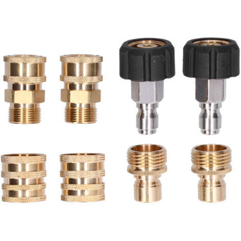Jeffergarden Ensemble de 8 adaptateurs et coupleurs pour nettoyeur haute pression, kit de connecteurs à déconnexion rapide en laiton (1/5)