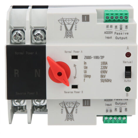 Jeffergarden – Commutateur de transfert automatique 2 voies 100A – Tension AC220V – Plastique ignifuge – Temps de conversion ≤0,05 S - ZGQ5-100 (1/5)