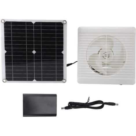 Jeffergarden Ventilateur solaire 12W 12V DC, ventilateur d'extraction alimenté par panneau solaire pour serre extérieure (1/5)