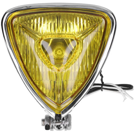Jeffergarden Phare de moto rétro, lampe avant triangulaire, lentille jaune 12V 55W, filetage M10 pour modèle Vintage ATV (1/5)