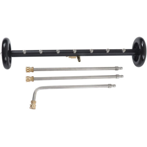 Jeffergarden Nettoyeur de train de roulement pour nettoyeur haute pression 4000 psi 2 en 1 sous la voiture balai à eau avec 3 baguettes d'extension pour balcon cour 7 trous (1/5)