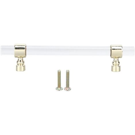 Jeffergarden Poignée en acrylique cristal transparente facile à installer, poignée de tiroir pour armoires, tiroirs, commodes B01277S espacement des trous 128 or (1/5)