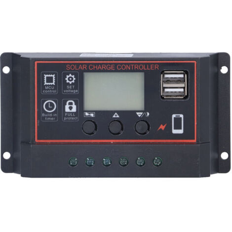 Jeffergarden Contrôleur de charge intelligent pour panneau solaire, dispositif de protection avec écran LCD 12 V/24 V 20 A (1/5)