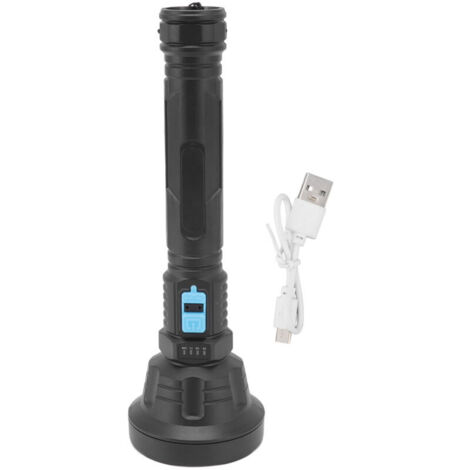 Jeffergarden Lampe de Poche LED LED USB Chargeant 3 Modes D'affichage de la Batterie Lampe de Poche de Camping en ABS Durable pour la Pêche de Nuit en Plein Air Lampe de Poche Lumineuse Lampes de Poch (1/5)