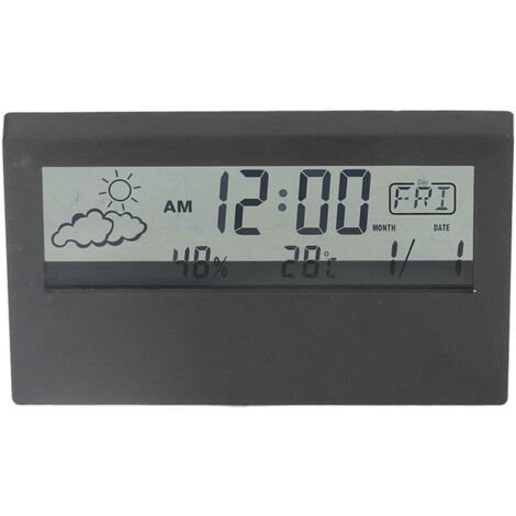 Jeffergarden Réveil LCD Transparent multifonctionnel grand écran affichage réveil numérique alimenté par batterie pour voyage à domicile noir (1/5)