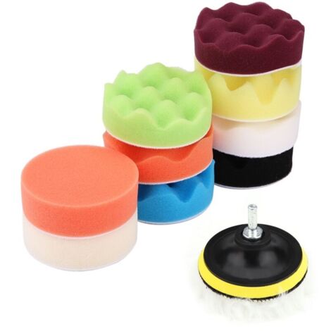 Jeffergarden Kit de tampons de polissage éponge 12 pièces 3 pouces pour polisseuse de voiture avec adaptateur (1/5)