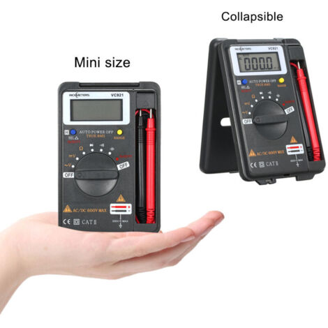 Jeffergarden RICHMETERS Mini multimètre numérique portatif multifonction 4000 points multimètre testeur de tension de transistor AC/DC ampèremètre capteur de température sonde de Test VC921 (1/5)