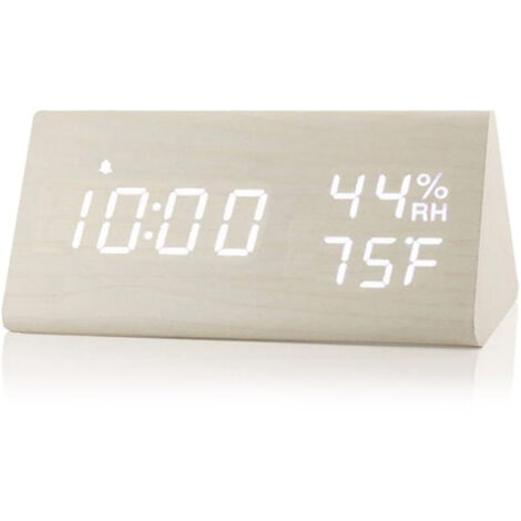 Jeffergarden Réveil Numérique, Horloge électronique en Bois à Réglage Intelligent de la luminosité Sonore pour Chambre à Coucher (Couleur Bois Blanc) (1/5)