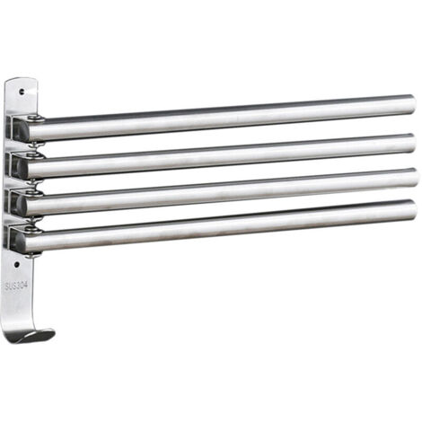 Jeffergarden Porte-Serviettes avec 4 Barres 180°Rotatives en Acier Inoxydable SUS304 Porte Serviette Murale Sèche-Serviettes pour Salle de Bain Cuisine Lavabo- Argent (1/4)