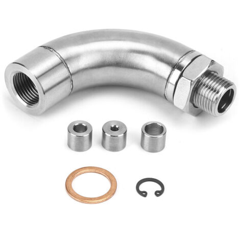 Jeffergarden Raccord de capteur d'oxygène, connecteur de rericteur de capteur d'oxygène en forme de J avec inserts de débit de gaz réglables Vérifier la lumière du moteur Éliminer (1/5)