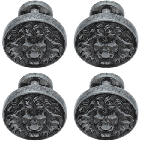 4 pièces tête de Lion en alliage poignée de porte d'armoire moderne Antique dessin animé solide tiroir tirer monotrou boucle circulaire 399 tête de Lion argent ancien..DEBUNS (1/5)