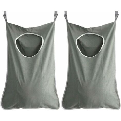 2 pc panier à linge suspendu porte sac à linge collecteur de linge sac organisateur pour chambre salle de bain (gris foncé),de DEBUNS (1/5)