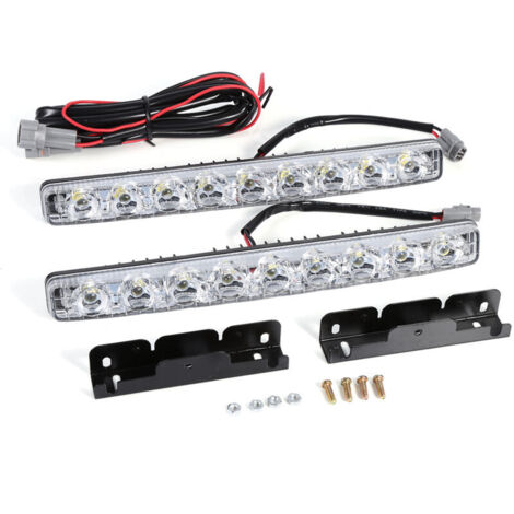 2 pièces de bande LED longue blanche 9-LED, lumière de jour DRL pour voiture, lampe de conduite de jour,de DEBUNS (1/5)
