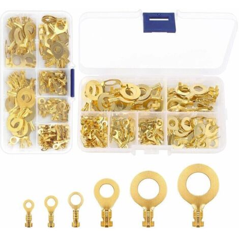 300 Pcs Kit de Bornes Cosses Electrique Bornes à Anneaux en Cuivre Cosse à Sertir Connecteur à Anneaux M3 M4 M5 M6 M8 M9 M10 Connecteur à Sertir de Câble Assortiment pour Moto Voiture Modélis,de DEBUN (1/5)