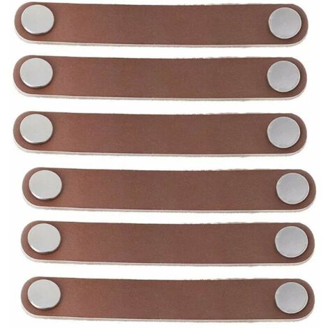 Poignée de meuble Poignée de meuble en cuir 6 pièces 128mm Poignée de porte en cuir de style moderne, poignée de porte de tiroir en cuir véritable et en alliage d'aluminium(marron),de DEBUNS (1/5)