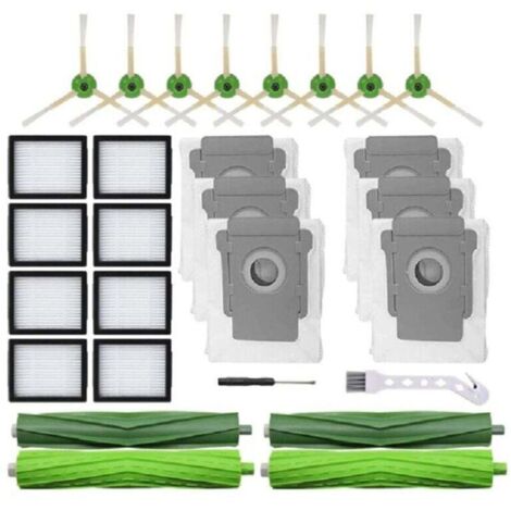Debuns – Kit de pièces de rechange pour aspirateurs robots iRobot Roomba – 2 brosses caoutchouc, 8 brosses nettoyage, 8 filtres HEPA, 6 sacs à poussière (1/4)