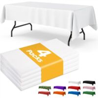 Nappe blanche, nappe rectangulaire jetable pour tables de 6 pieds, nappe imperméable pour fêtes, vacances et réunions