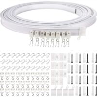 support de tringle à rideau flexible et tringle de fenêtre incurvée (blanc avec crochet argenté)