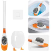 Brosse de Toilette Créative en Silicone, Épurateur de Toilettes en Forme de Canard avec Support, Brosse WC en Silicone Flexible et Plate, Ensemble Brosse de Toilette et Support pour Maison Hôtel École