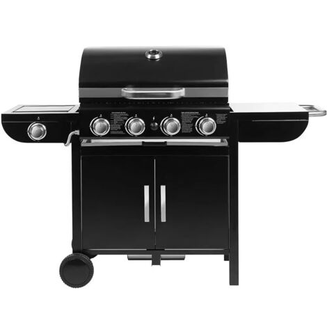 Gasgrill Wagen, Piezozündung, Thermometer, großer Standgrill 4 x 1000 BTU / 2,93 kW (1/5)