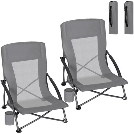 Campingstuhl 2er Set mit Getränkehalter Armlehnen inkl. Tragetasche Strandstuhl (1/5)