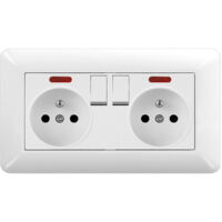 Doppel Steckdose mit 2 Schalter und LED 16A Unterputz – Wandsteckdose