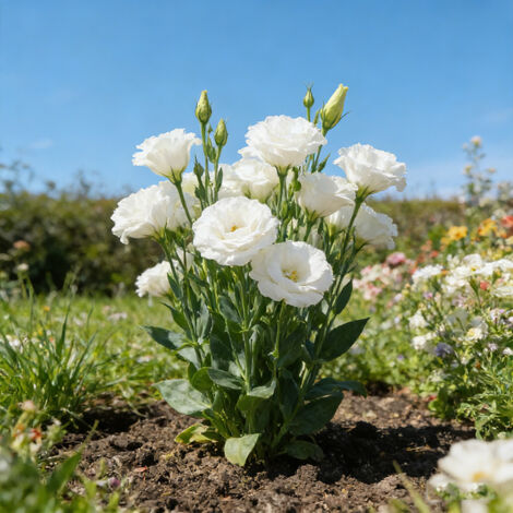 1000 Semi di Lisianthus Bianco – Eustoma a Fiori Doppi Puri, Facile da Coltivare, Perfetto per Giardino e Terrazza